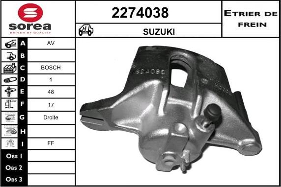 EAI 2274038 - Тормозной суппорт autospares.lv