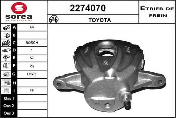 EAI 2274070 - Тормозной суппорт autospares.lv