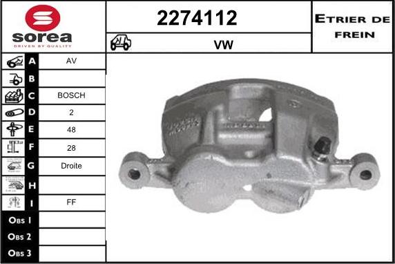 EAI 2274112 - Тормозной суппорт autospares.lv