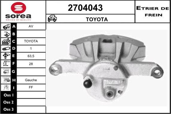 EAI 2704043 - Тормозной суппорт autospares.lv