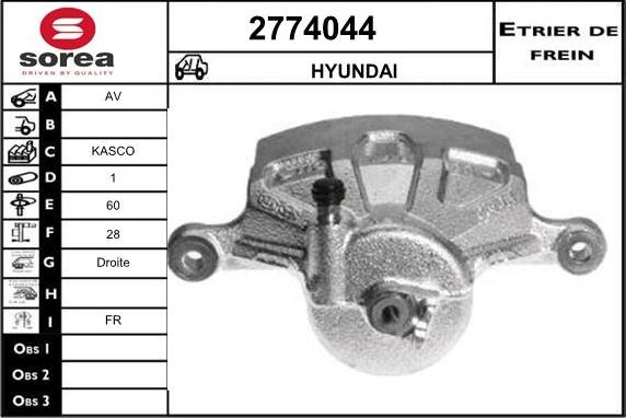 EAI 2774044 - Тормозной суппорт autospares.lv