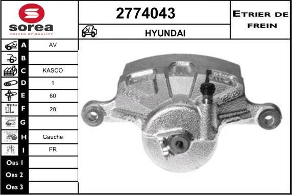 EAI 2774043 - Тормозной суппорт autospares.lv