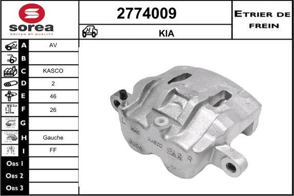 EAI 2774009 - Тормозной суппорт autospares.lv