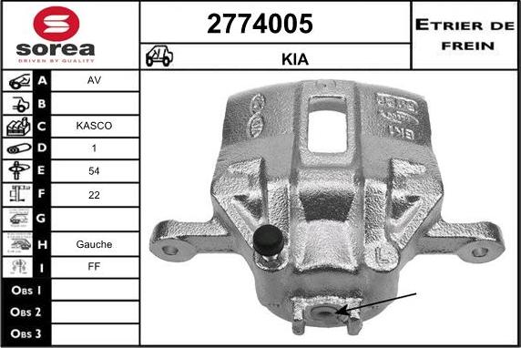 EAI 2774005 - Тормозной суппорт autospares.lv