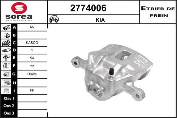 EAI 2774006 - Тормозной суппорт autospares.lv