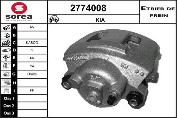 EAI 2774008 - Тормозной суппорт autospares.lv