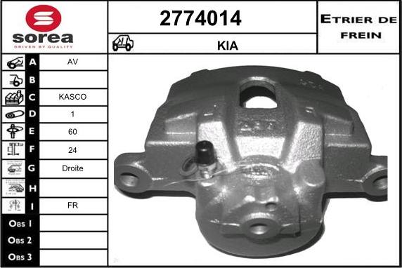 EAI 2774014 - Тормозной суппорт autospares.lv