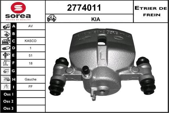 EAI 2774011 - Тормозной суппорт autospares.lv