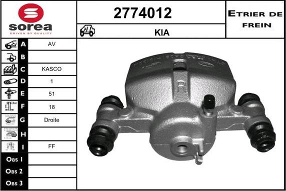 EAI 2774012 - Тормозной суппорт autospares.lv