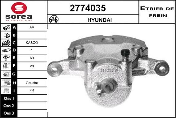 EAI 2774035 - Тормозной суппорт autospares.lv