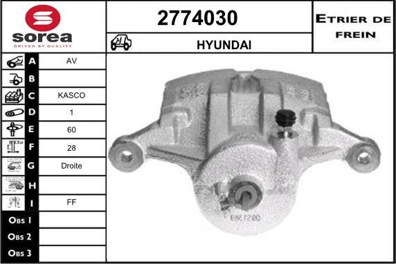 EAI 2774030 - Тормозной суппорт autospares.lv