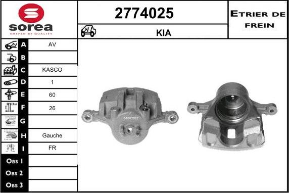 EAI 2774025 - Тормозной суппорт autospares.lv