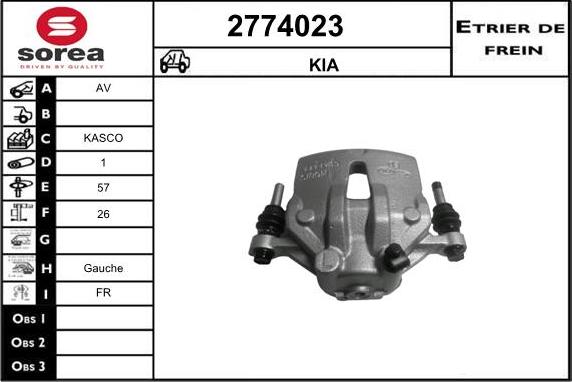 EAI 2774023 - Тормозной суппорт autospares.lv