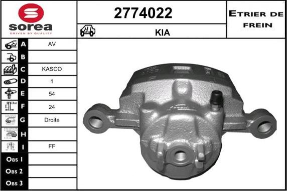 EAI 2774022 - Тормозной суппорт autospares.lv