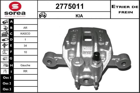 EAI 2775011 - Тормозной суппорт autospares.lv