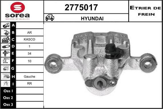 EAI 2775017 - Тормозной суппорт autospares.lv