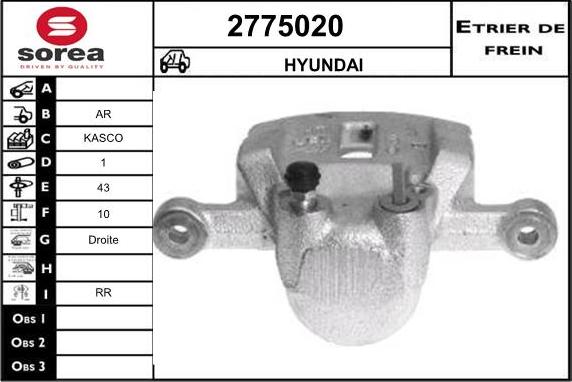 EAI 2775020 - Тормозной суппорт autospares.lv