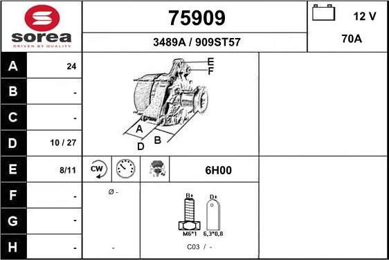 EAI 75909 - Генератор autospares.lv