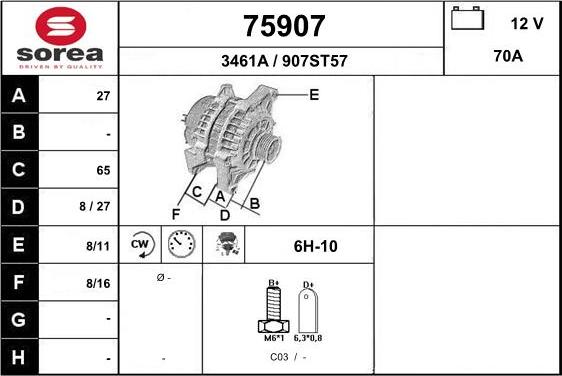 EAI 75907 - Генератор autospares.lv