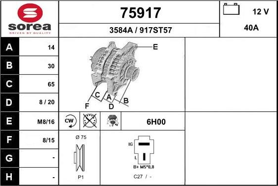 EAI 75917 - Генератор autospares.lv