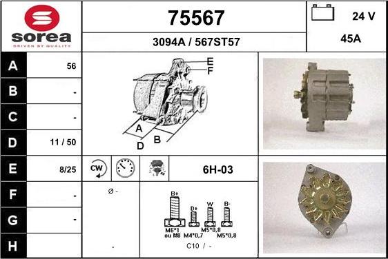 EAI 75567 - Генератор autospares.lv