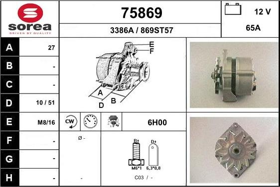 EAI 75869 - Генератор autospares.lv