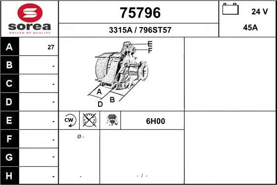 EAI 75796 - Генератор autospares.lv