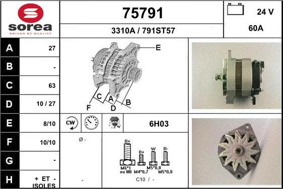 EAI 75791 - Генератор autospares.lv