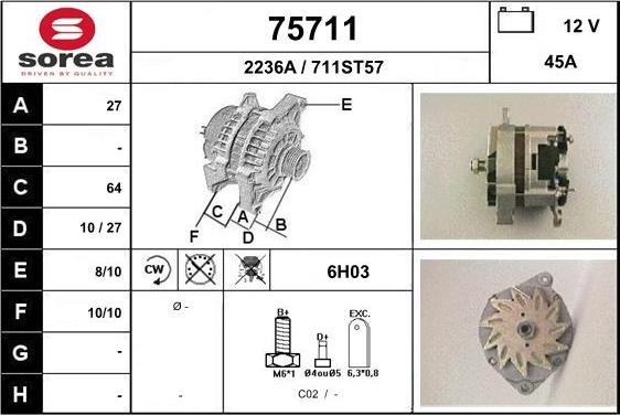 EAI 75711 - Генератор autospares.lv