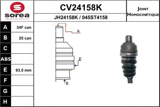 EAI CV24158K - Шарнирный комплект, ШРУС, приводной вал autospares.lv