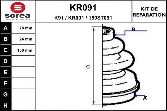 EAI KR091 - Пыльник, приводной вал autospares.lv