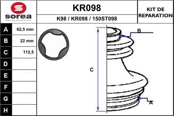 EAI KR098 - Пыльник, приводной вал autospares.lv