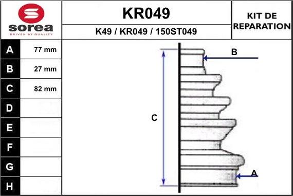 EAI KR049 - Пыльник, приводной вал autospares.lv