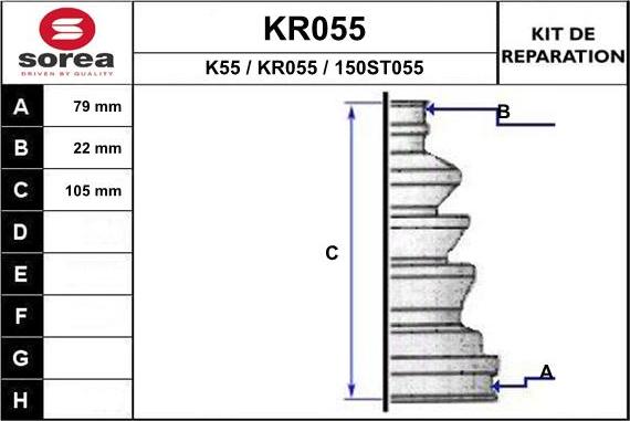 EAI KR055 - Пыльник, приводной вал autospares.lv