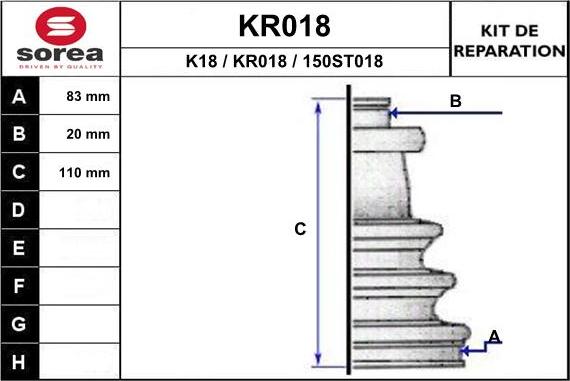 EAI KR018 - Пыльник, приводной вал autospares.lv