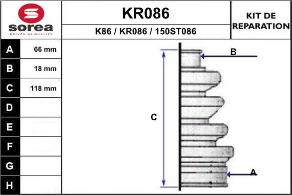 EAI KR086 - Пыльник, приводной вал autospares.lv