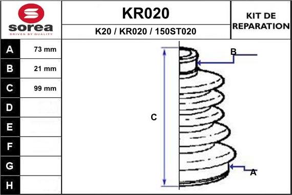 EAI KR020 - Пыльник, приводной вал autospares.lv