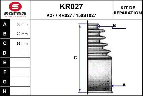 EAI KR027 - Пыльник, приводной вал autospares.lv