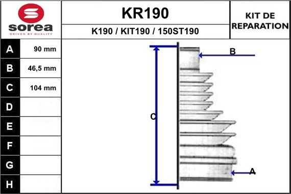 EAI KR190 - Пыльник, приводной вал autospares.lv