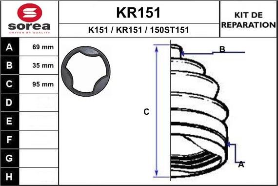 EAI KR151 - Пыльник, приводной вал autospares.lv