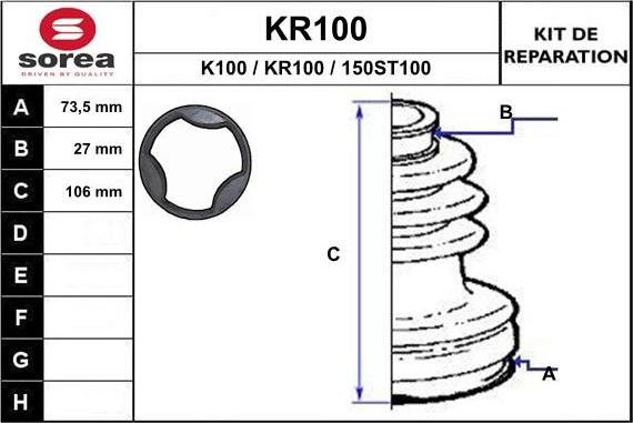 EAI KR100 - Пыльник, приводной вал autospares.lv