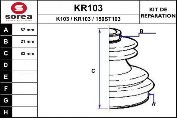 EAI KR103 - Пыльник, приводной вал autospares.lv