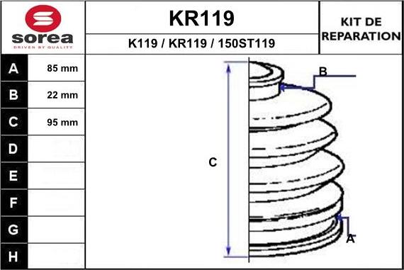 EAI KR119 - Пыльник, приводной вал autospares.lv