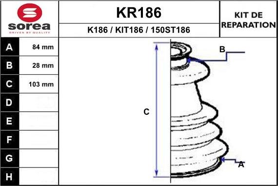 EAI KR186 - Пыльник, приводной вал autospares.lv