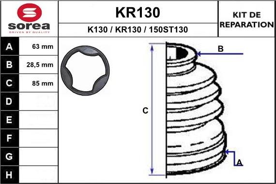 EAI KR130 - Пыльник, приводной вал autospares.lv