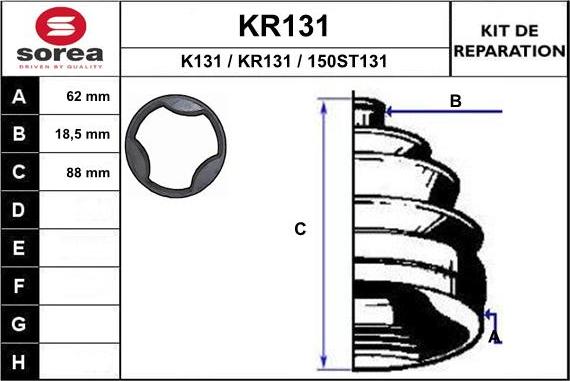 EAI KR131 - Пыльник, приводной вал autospares.lv