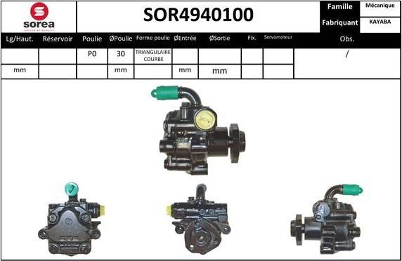 EAI SOR4940100 - Гидравлический насос, рулевое управление, ГУР autospares.lv
