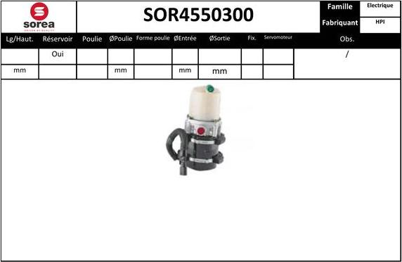 EAI SOR4550300 - Гидравлический насос, рулевое управление, ГУР autospares.lv