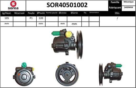 EAI SOR40501002 - Гидравлический насос, рулевое управление, ГУР autospares.lv