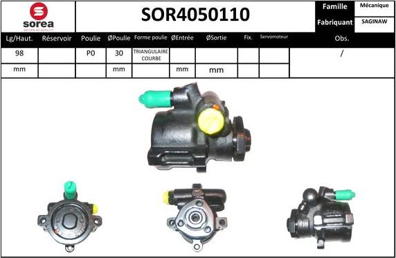 EAI SOR4050110 - Гидравлический насос, рулевое управление, ГУР autospares.lv